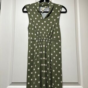 MATILDA JANE Dot Your Ids Green and Crème sleeveless knit dress. Sz Small